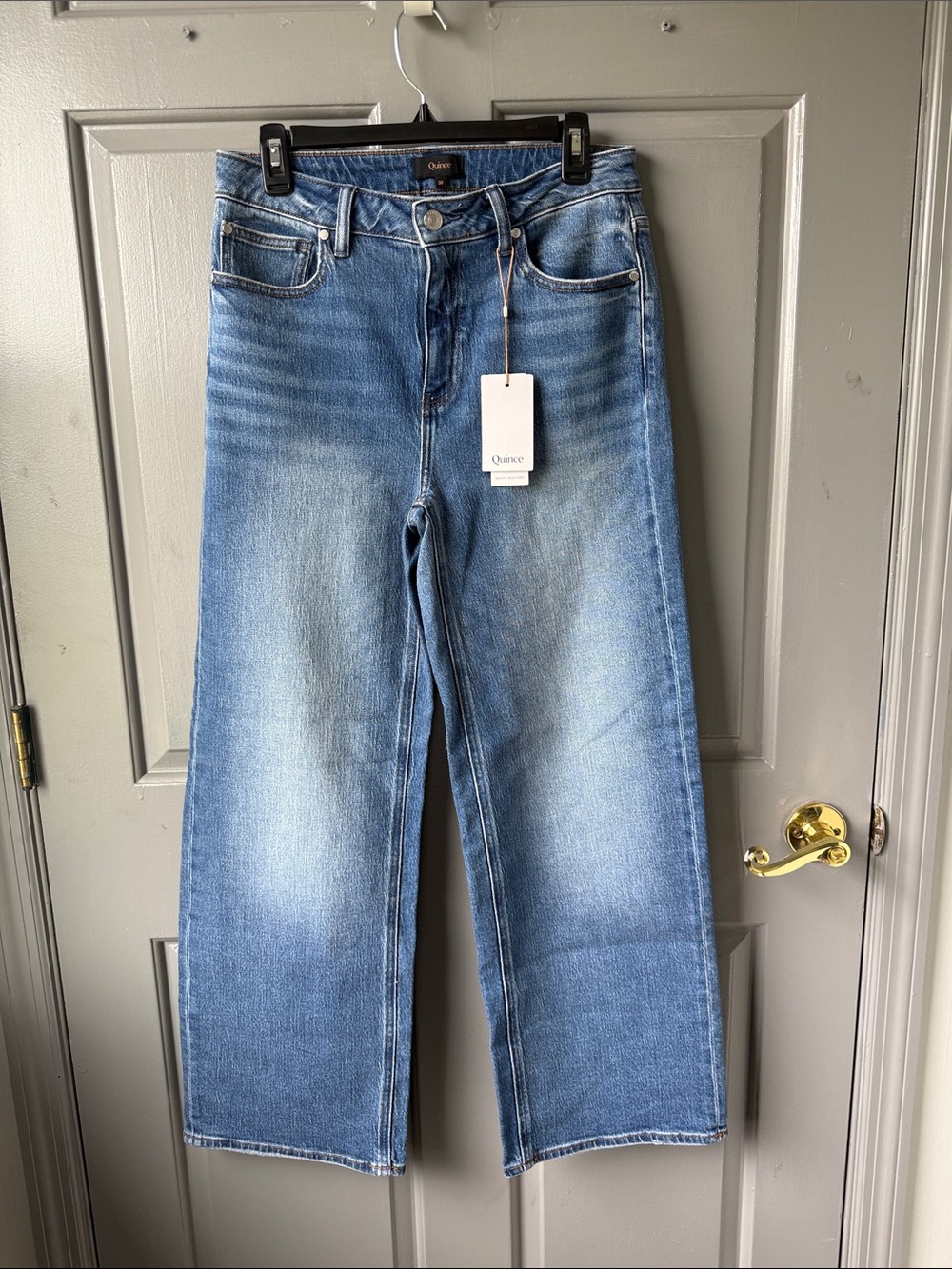 Quince Wide-Leg Light Blue Washed Jeans